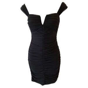 NWOT City Triangles Women's Short Sleeveless Ruching Gathered Black Dress